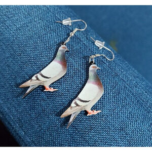 Pigeon Earrings Bird Lover Gift Funky Cottagecore Mary Poppins Lifelike NEW
